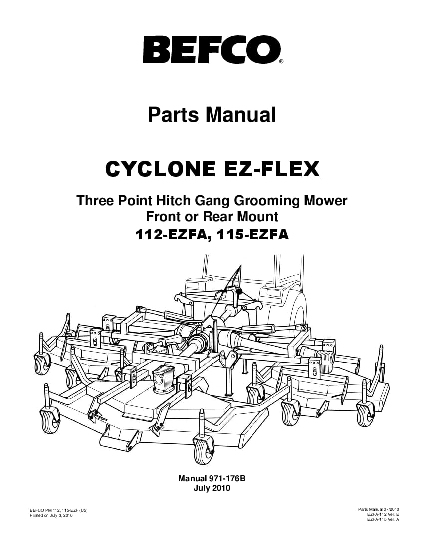 BEFCO CYCLONE EZ-FLEX 112 EZFA 115-EZFA Parts manual PDF Download