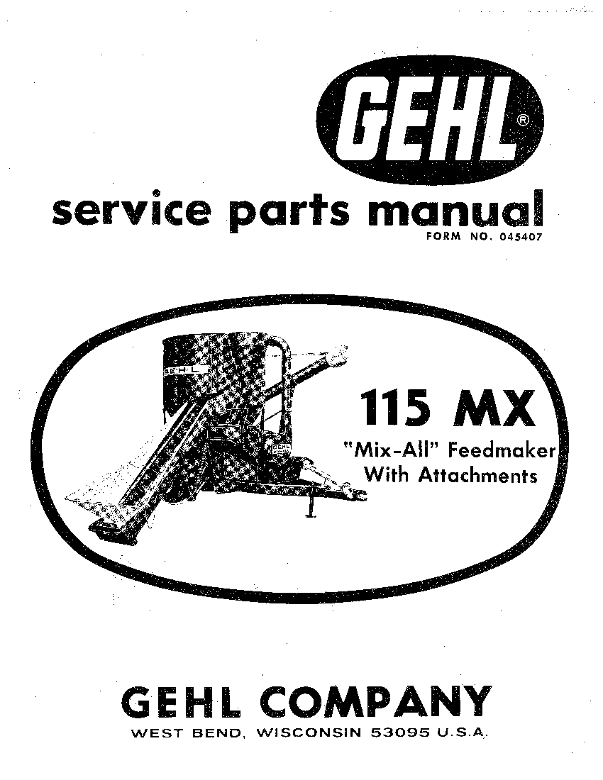 GEHL 115mx mix-all Parts manual PDF Download