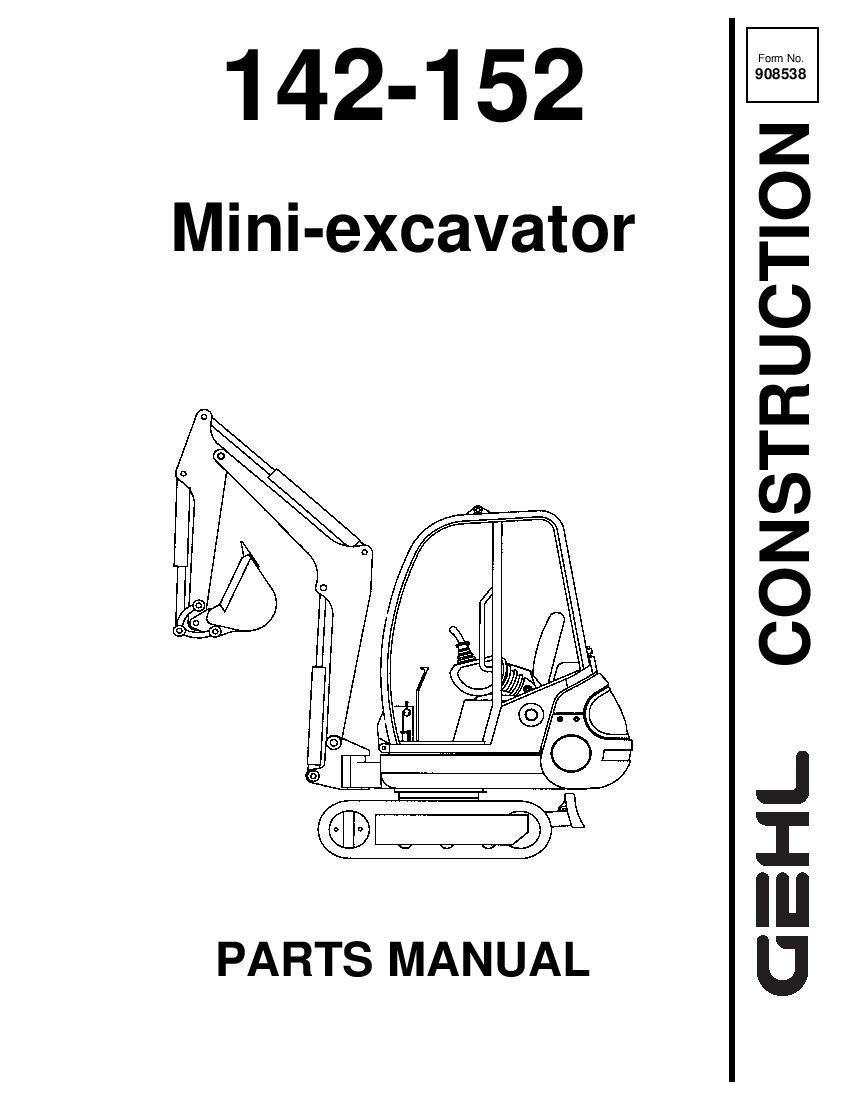 GEHL 142-152 Excavator Parts manual PDF Download