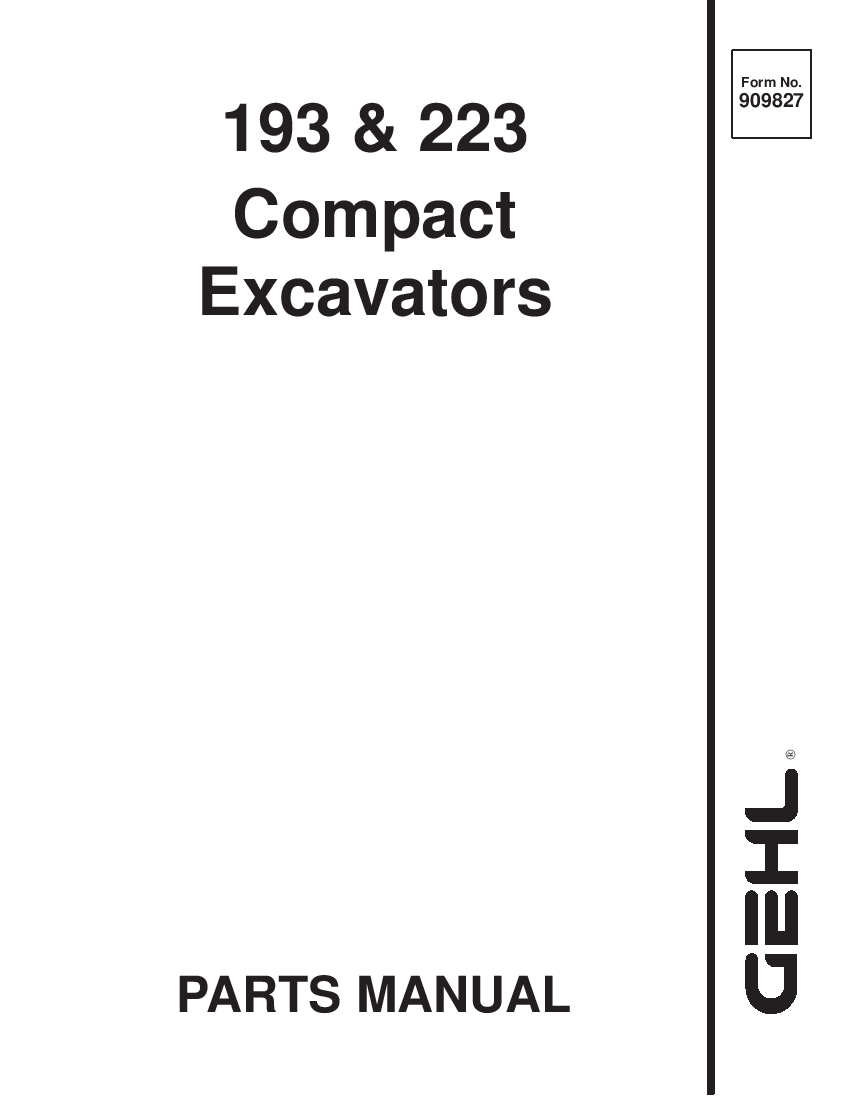 Gehl 193 - 223 Compact Excavator before sn Parts manual PDF Download