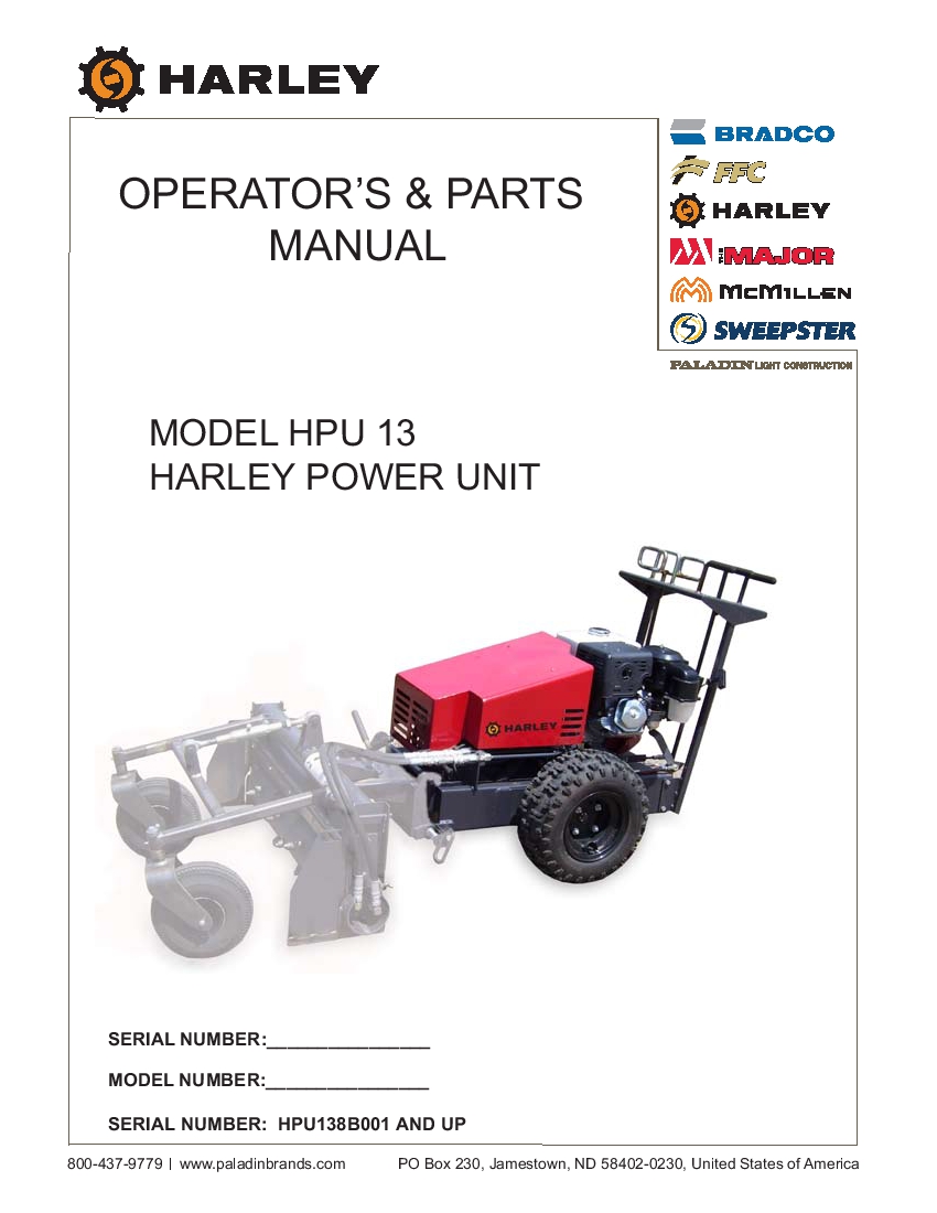HPU 13 Walk Behind Power Unit for W3 Power Rake PDF Download