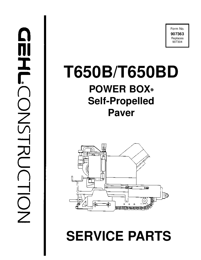 T650B T650BD Paver Parts Manual PDF Download