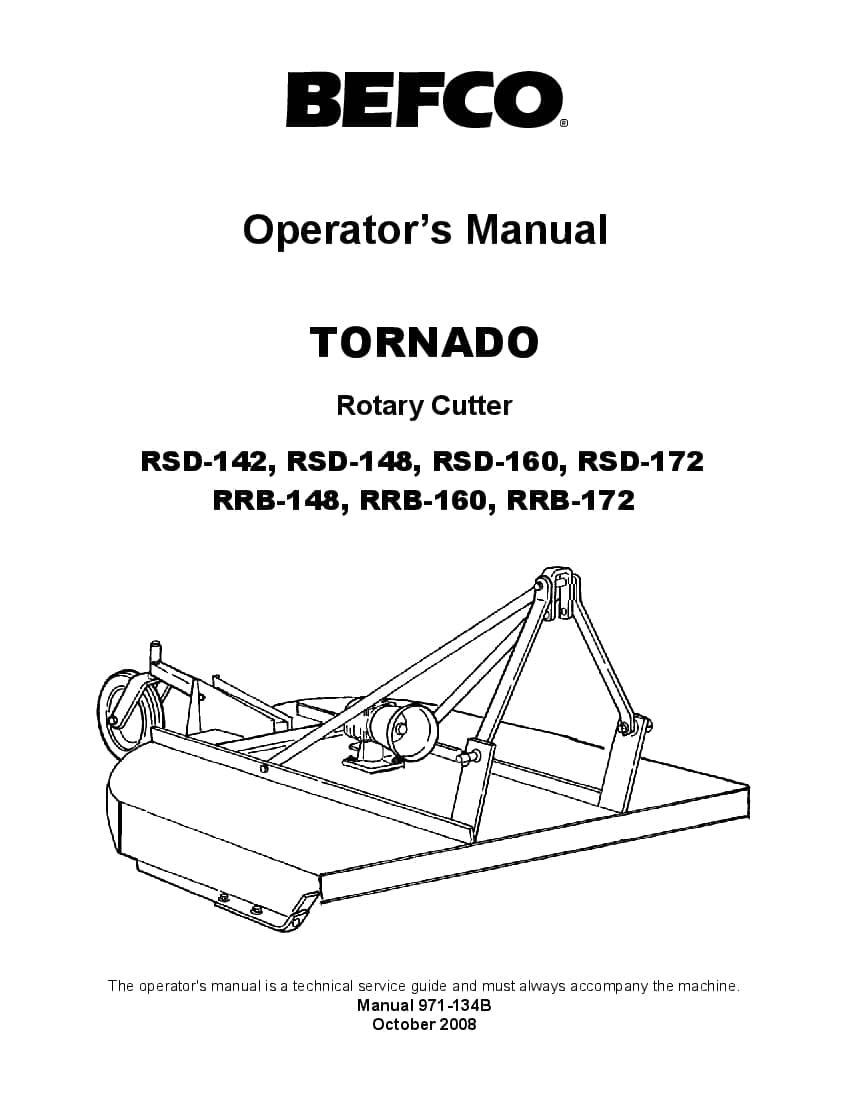 Tornado Rotary Mower RSD RRB Series PDF Download