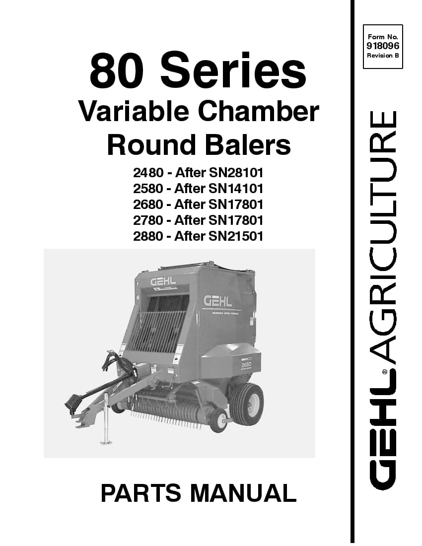 Variable Chamber 80 Series Round Baler Parts manual PDF Download