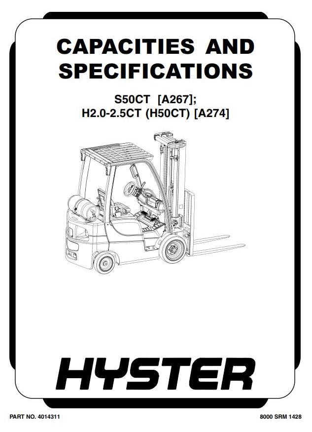 Hyster H50CT Diesel/LPG Forklift Truck A274 Series Workshop Service Manual (USA)