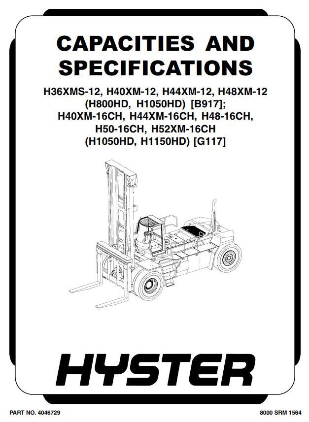 Hyster H36XMS-12, H40XM(S)-12, H44XM(S)-12, H48XM(S)-12 Lift Truck B917 ser. Service Manual (Europe)