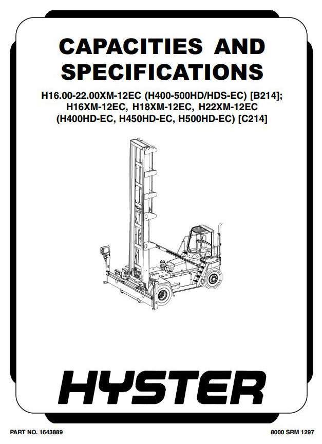 Hyster H16XM-12EC, H18XM-12EC, H22XM-12EC Empty Container Handler C214 series Service Manual(Europe)