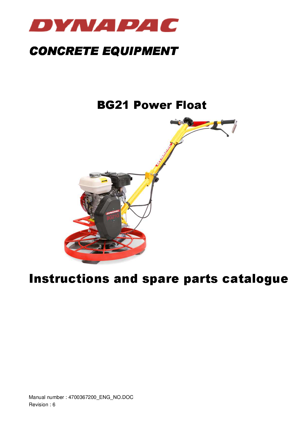 Dynapac BG21 instruction spare parts EC certificate PTD_DOCBG21EN manual PDF Download