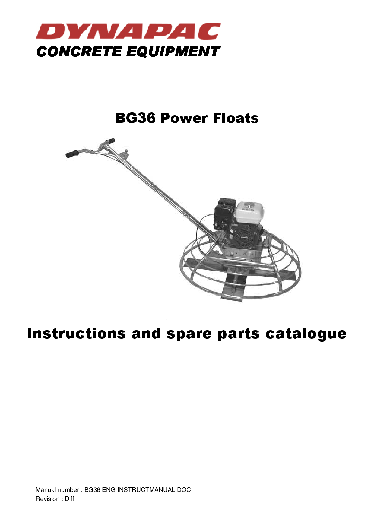 Dynapac BG36 instruction spare parts EC certificate PTD_DOCBG36EN manual PDF Download