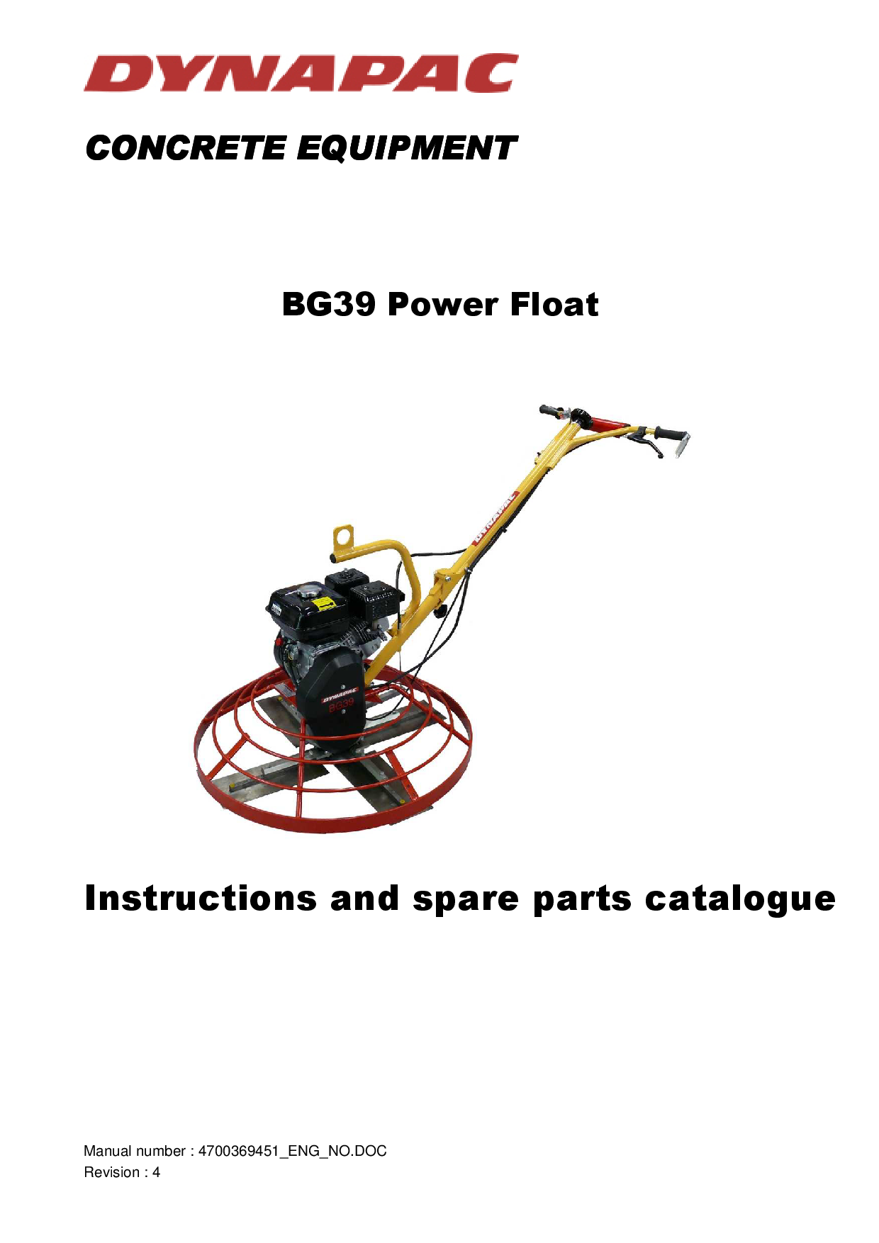 Dynapac BG39 instruction spare parts EC certificate PTD_DOCBG39EN manual PDF Download