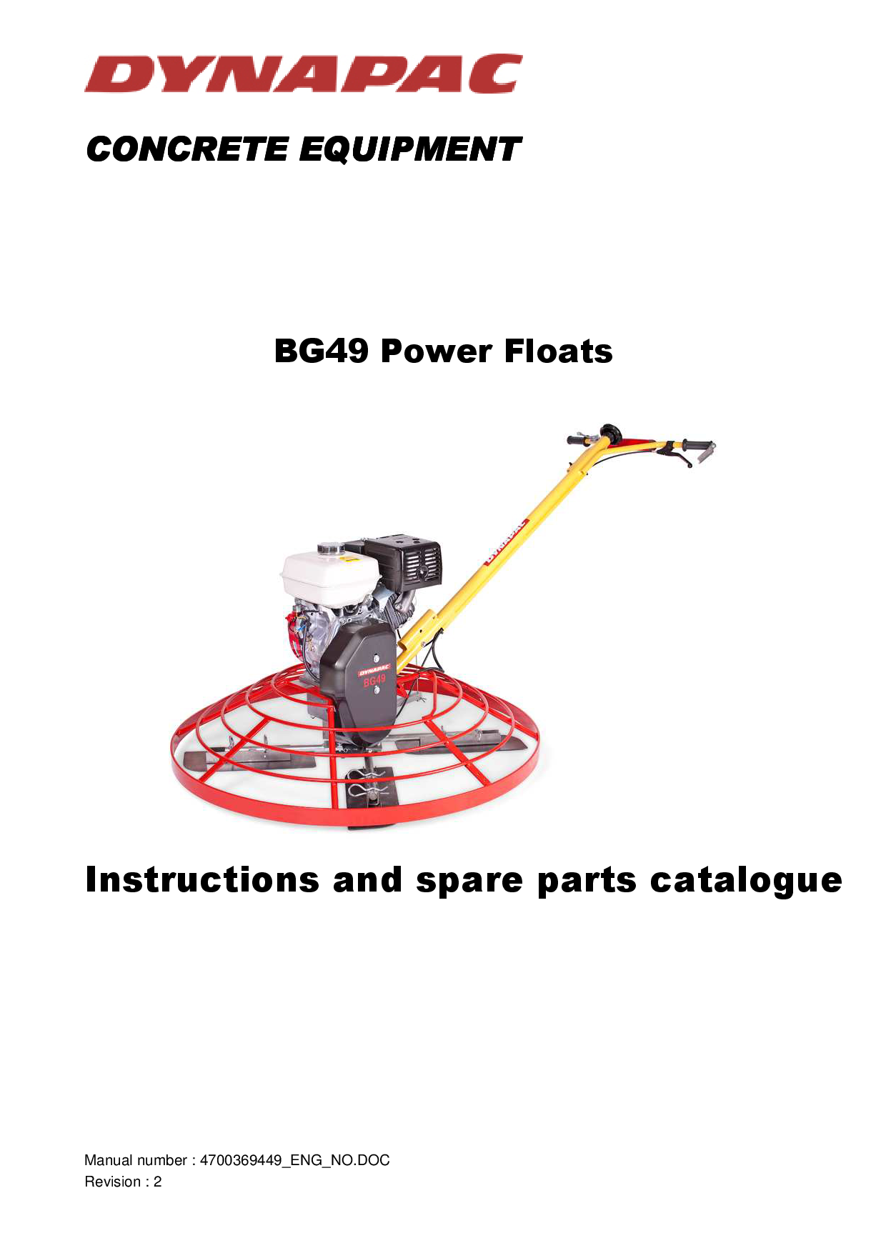 Dynapac BG49 instruction spare parts EC certificate PTD_DOCBG4913HPEN manual PDF Download