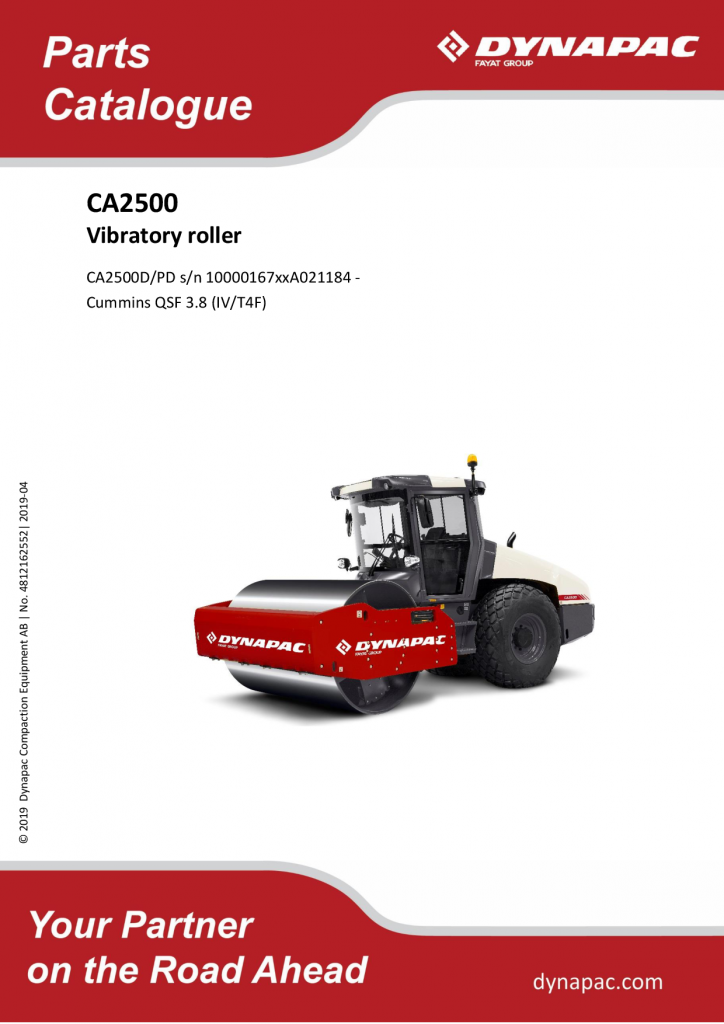 Dynapac CA2500D PD (IV T4F) - Spare Parts Catalogue manual PDF Download