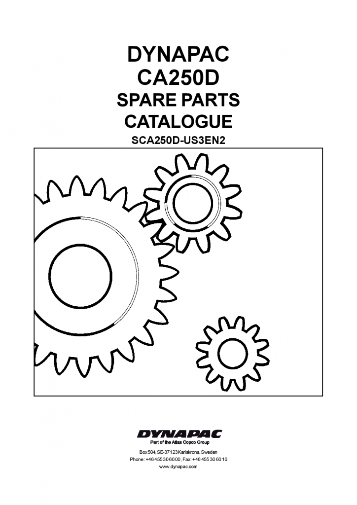 Dynapac CA250D - Spare Parts Catalogue SCA250D-US3EN manual PDF Download