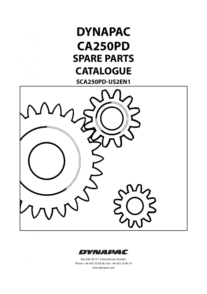 Dynapac CA250PD - Spare Parts Catalogue SCA250PD-US2EN manual PDF Download