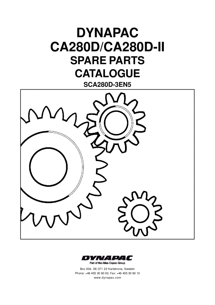 Dynapac CA280D - Spare Parts Catalogue SCA280D-3EN manual PDF Download
