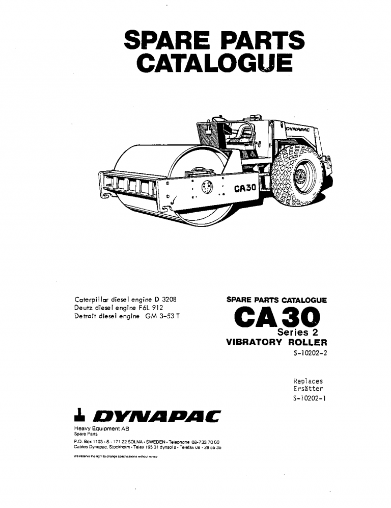 Dynapac CA30 II - Spare Parts Catalogue S-10202-2 manual PDF Download