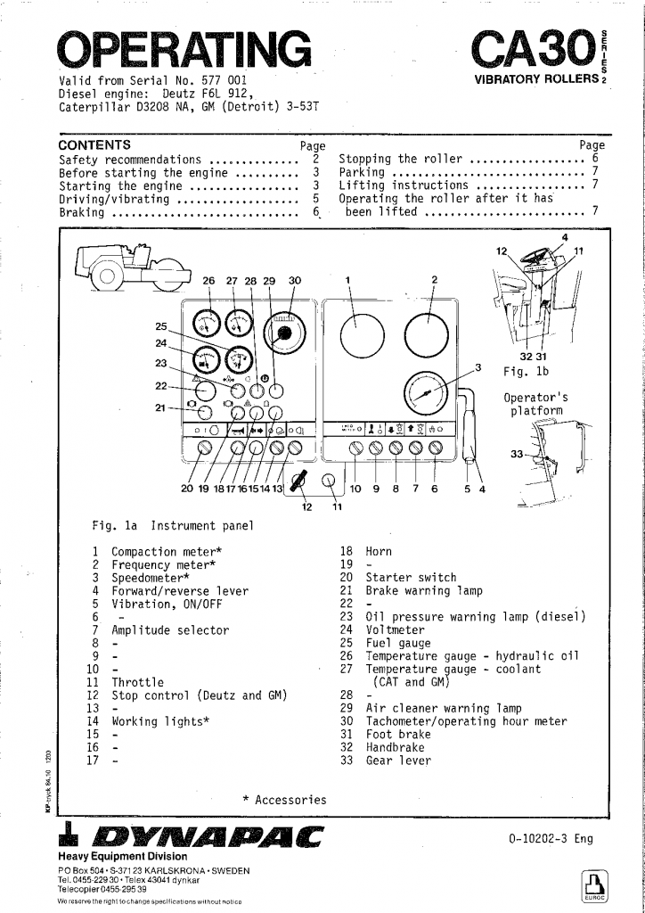Dynapac CA30, Operation manual manual PDF Download
