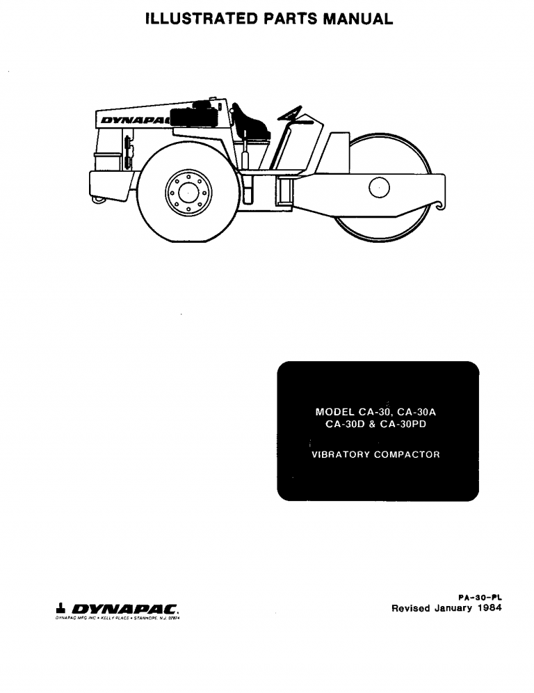 Dynapac CA30 - Spare Parts Catalogue PA-30-PL manual PDF Download