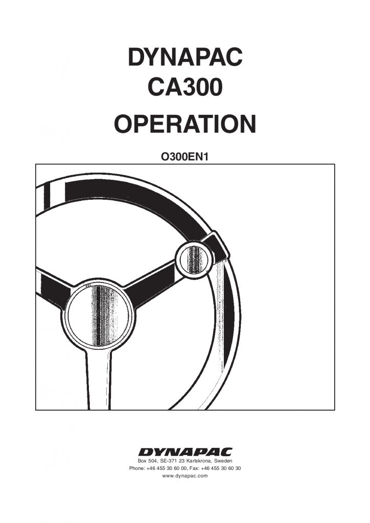 Dynapac CA300, Operation manual O300EN manual PDF Download