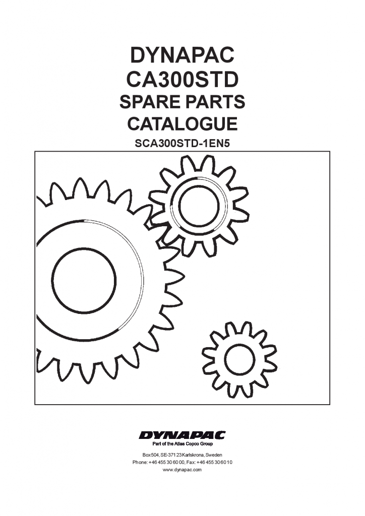 Dynapac CA300STD -Spare Parts Catalogue SCA300STD-1EN manual PDF Download
