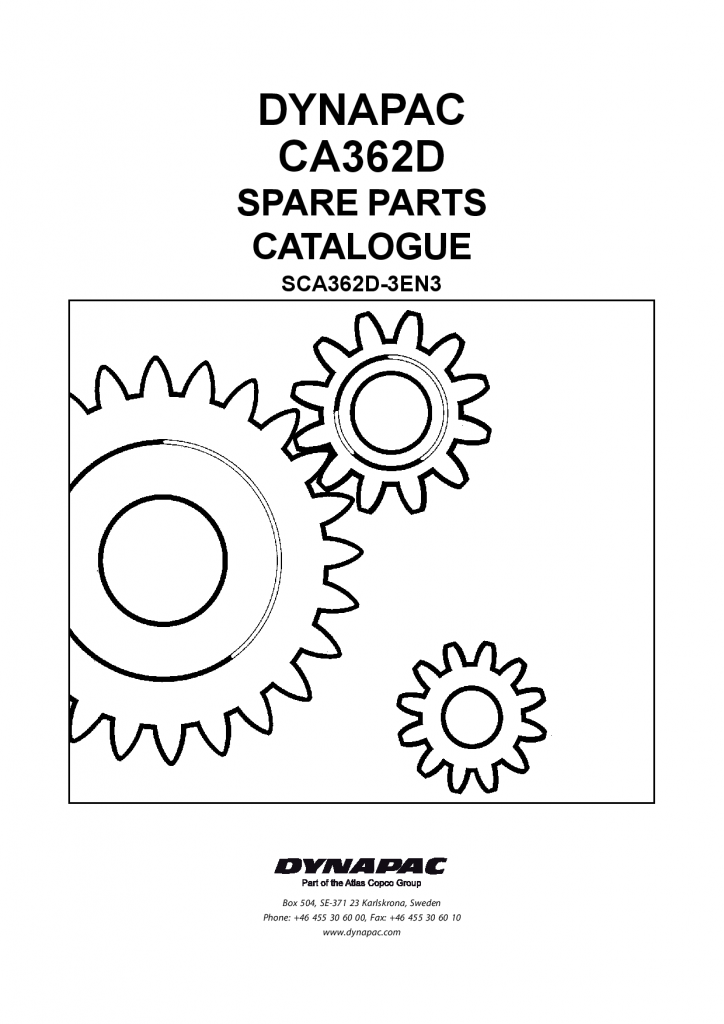 Dynapac CA362D - Spare Parts Catalogue SCA362D-3EN manual PDF Download