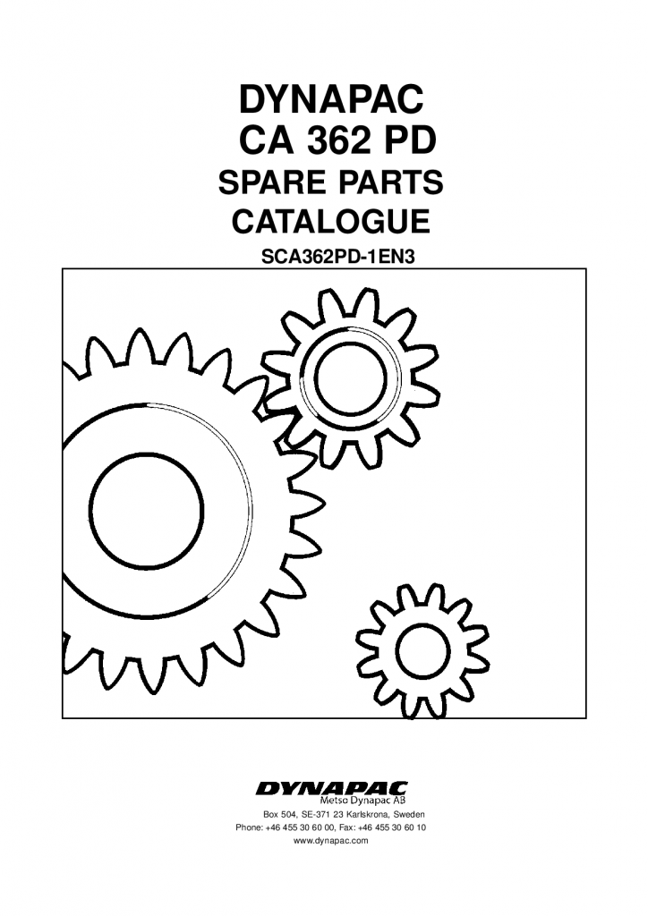 Dynapac CA362PD -Spare Parts Catalogue SCA362PD-1EN manual PDF Download