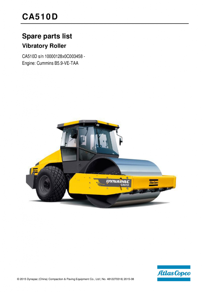 Dynapac CA510D (II T2) - Spare Parts Catalogue 4812270316 manual PDF Download