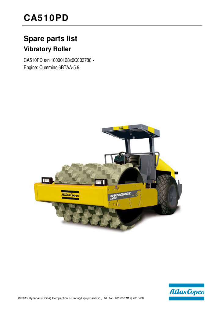 Dynapac CA510PD (II T2) - Spare Parts Catalogue 4812270319 manual PDF Download