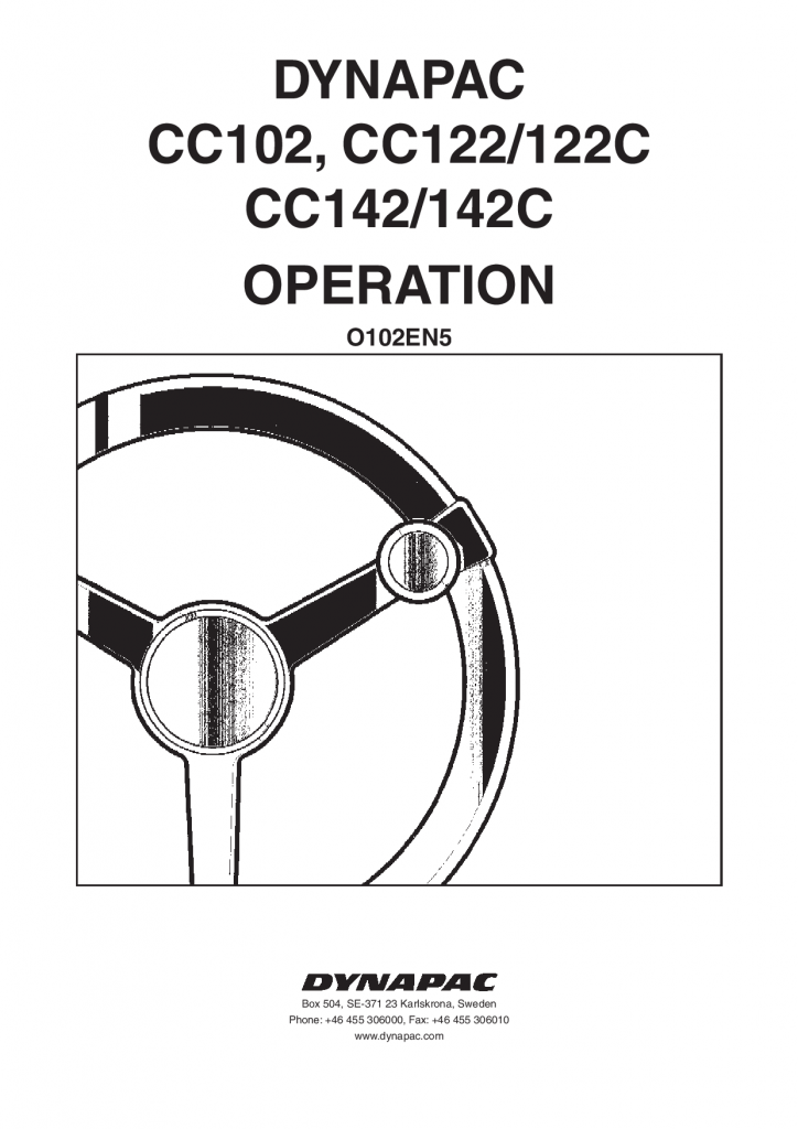 Dynapac CC102 102C 122 122C 132 142 142C, Operation O102EN manual PDF Download