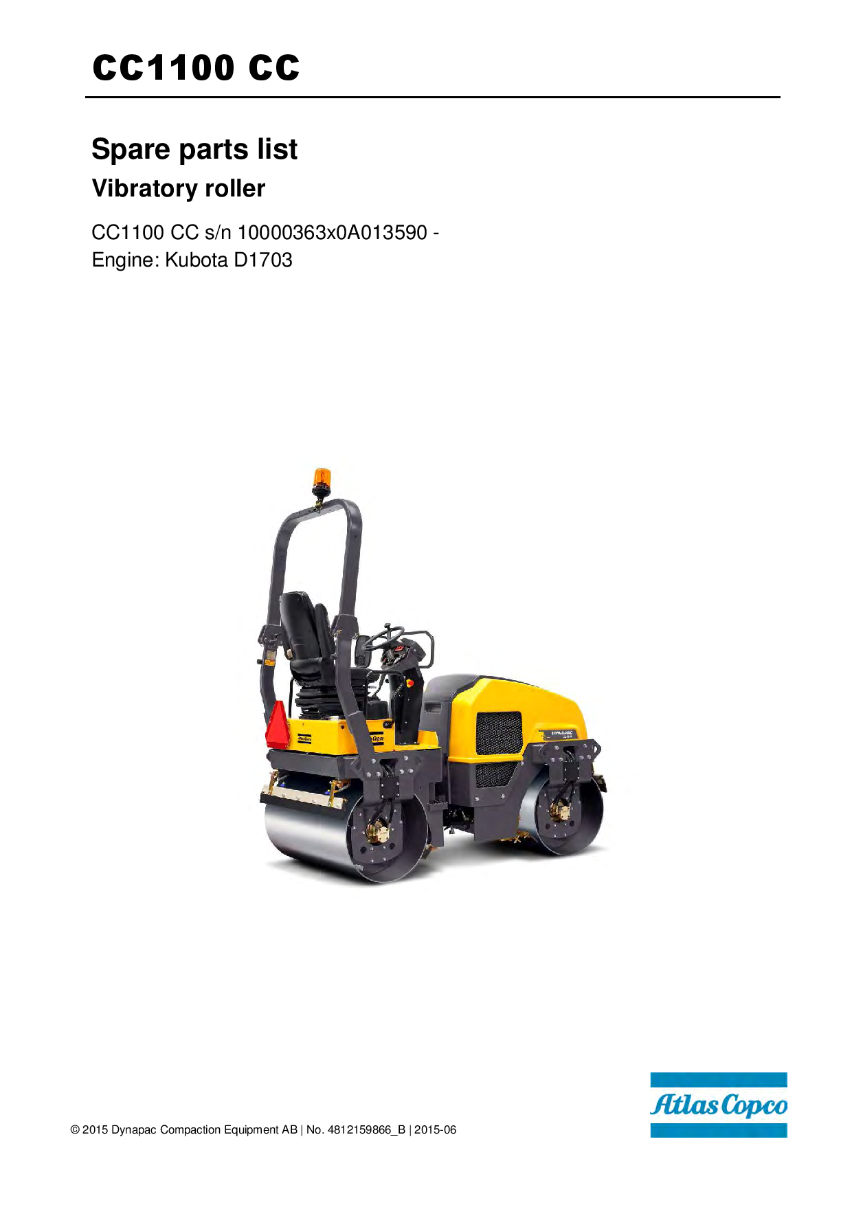 Dynapac CC1100 CC - Spare parts catalogue 4812159866 manual PDF Download