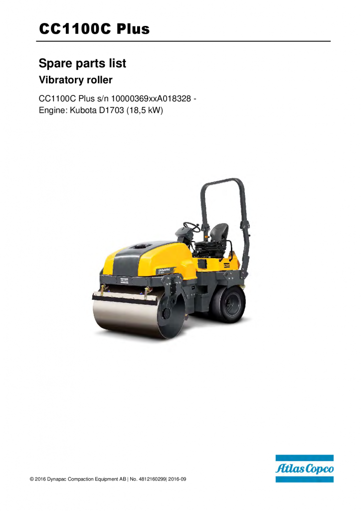 Dynapac CC1100 PLUS (18 kW) - Spare parts catalogue manual PDF Download