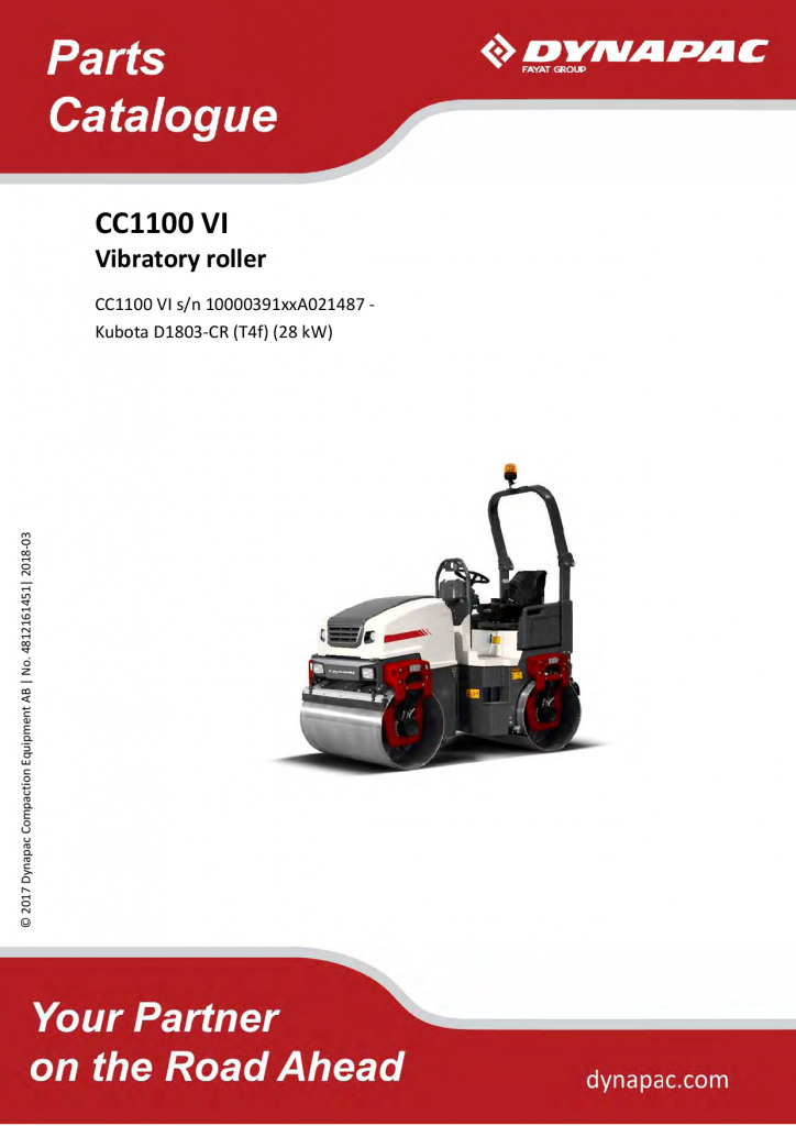 Dynapac CC1100 VI (D1803) (T4) 28 kW- Spare Parts catalogue DYN646904 manual PDF Download