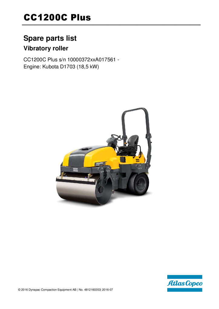 Dynapac CC1200C - Spare parts catalogue manual PDF Download