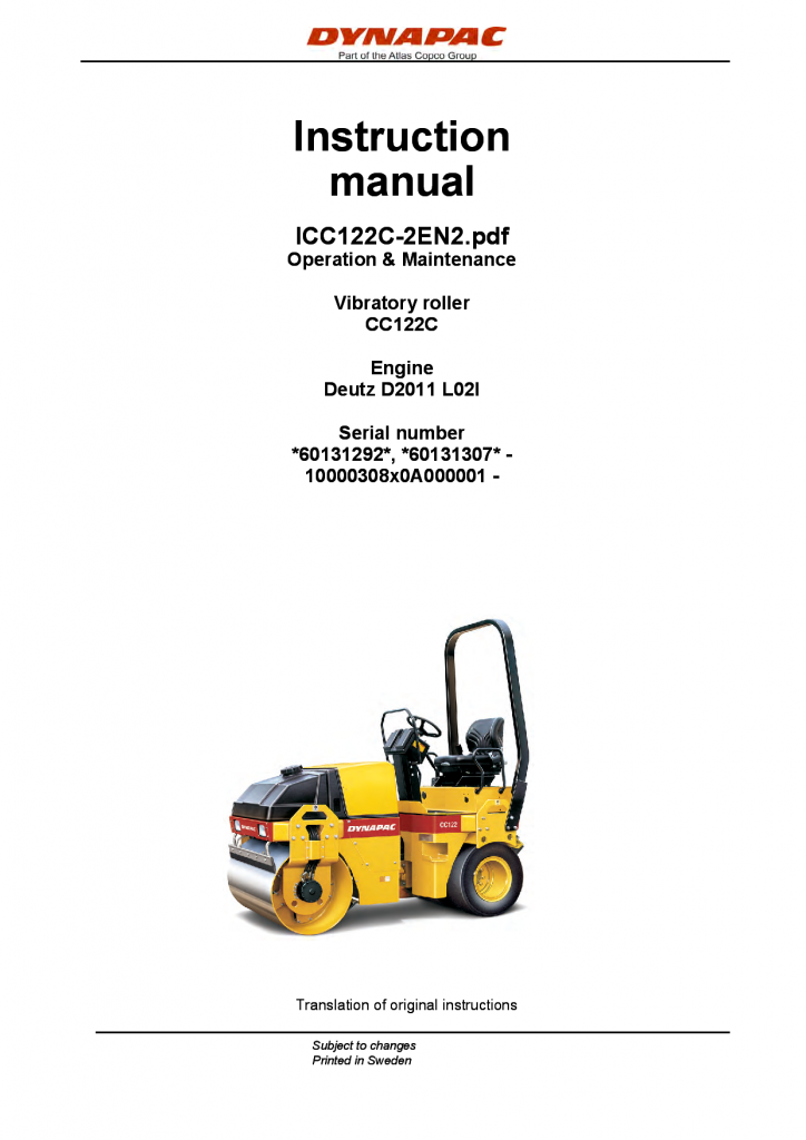 Dynapac CC122C - Operation & Maintenance manual manual PDF Download