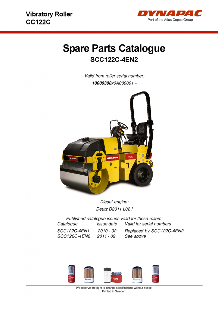 Dynapac CC122C - Spare Parts catalogue manual PDF Download
