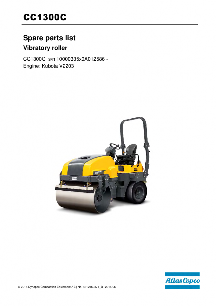 Dynapac CC1300C - Spare parts catalogue manual PDF Download