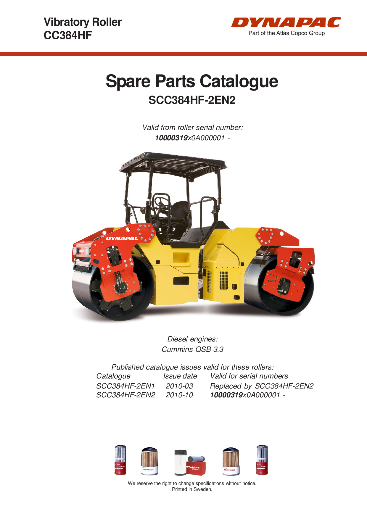 Dynapac CC384HF - Spare Parts Catalogue SCC384HF-2EN manual PDF Download