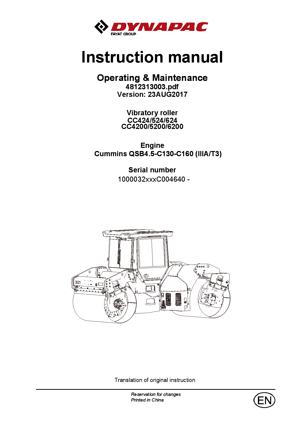 Dynapac CC4200 - CC6200 (DCEC) - Operation & Maintenance manual (EN