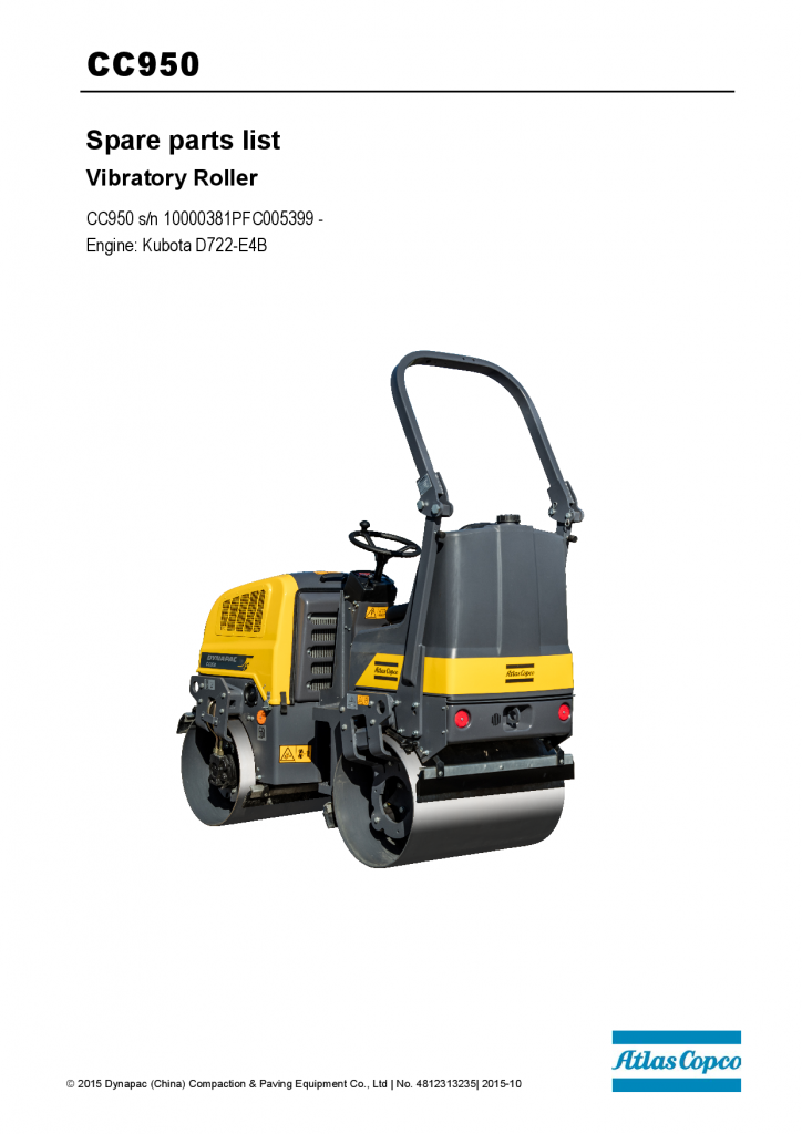 Dynapac CC950 - Parts Catalogue (EN) 4812313235 manual PDF Download