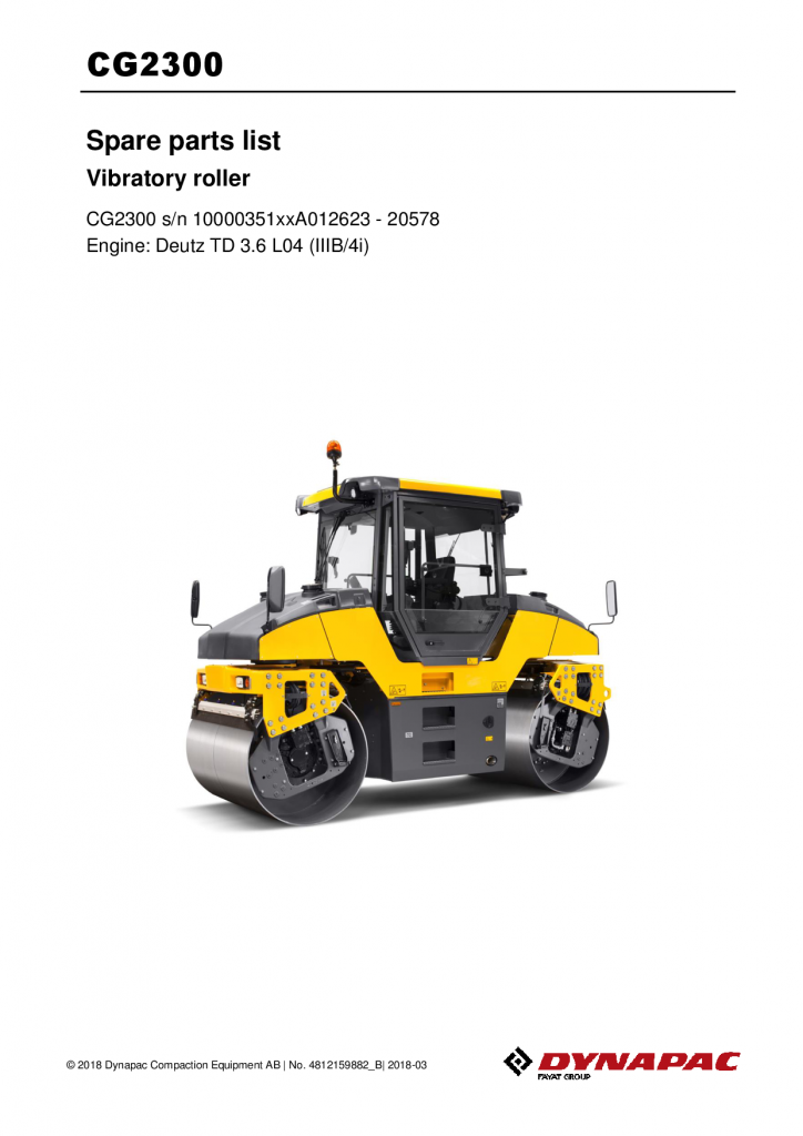 Dynapac CG2300 - Spare Parts Catalogue 4812159882 manual PDF Download