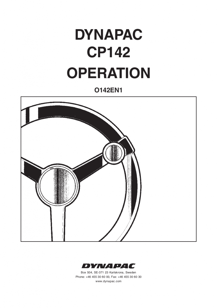 Dynapac CP 142, Operation O142EN manual PDF Download