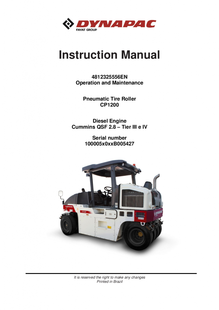 Dynapac CP1200 - Operation and Maintenance manual PDF Download