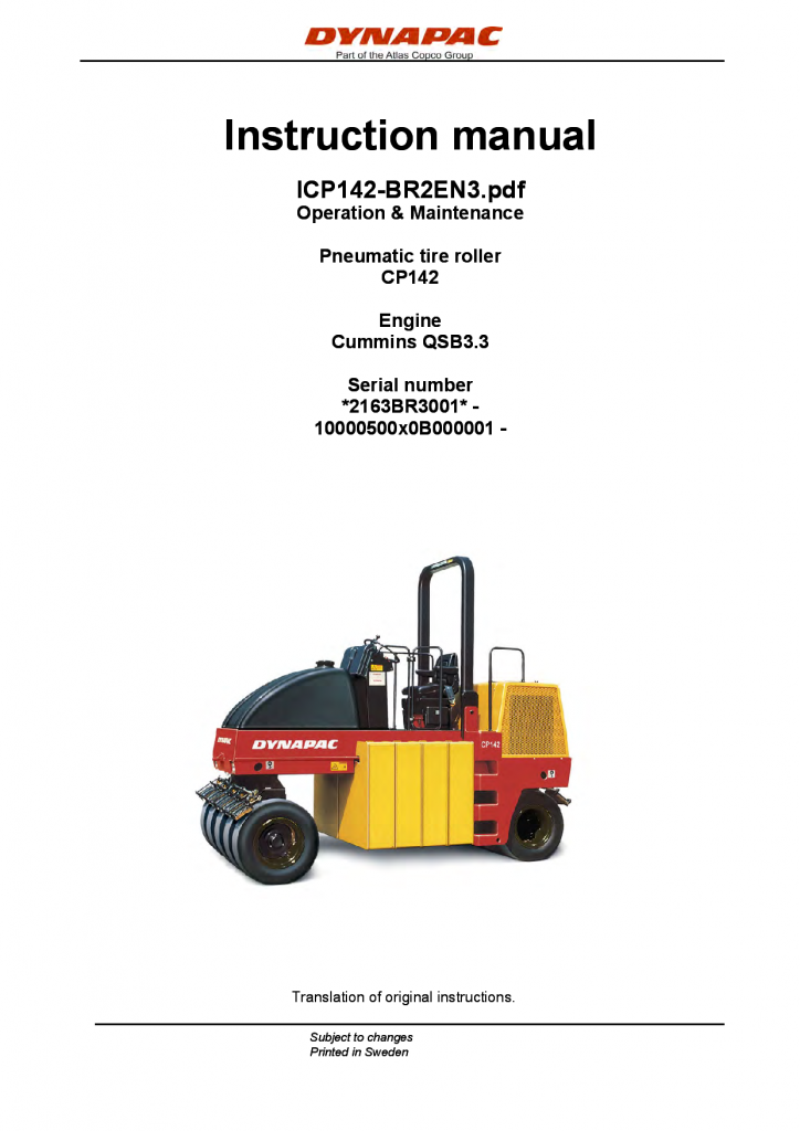 Dynapac CP142 - Operation & Maintenance manual manual PDF Download