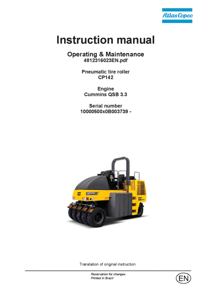 Dynapac CP142 - Operation and Maintenance 4812316023EN manual PDF Download