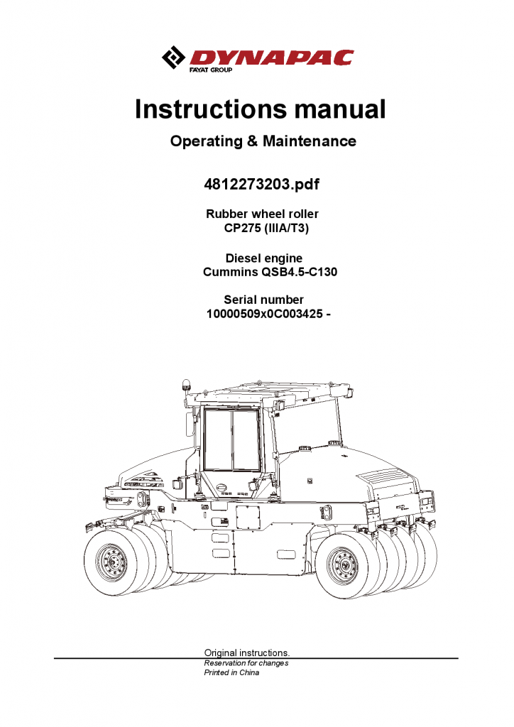 Dynapac CP275 (IIIA T3) - Operation & maintenance manual 4812273203 manual PDF Download