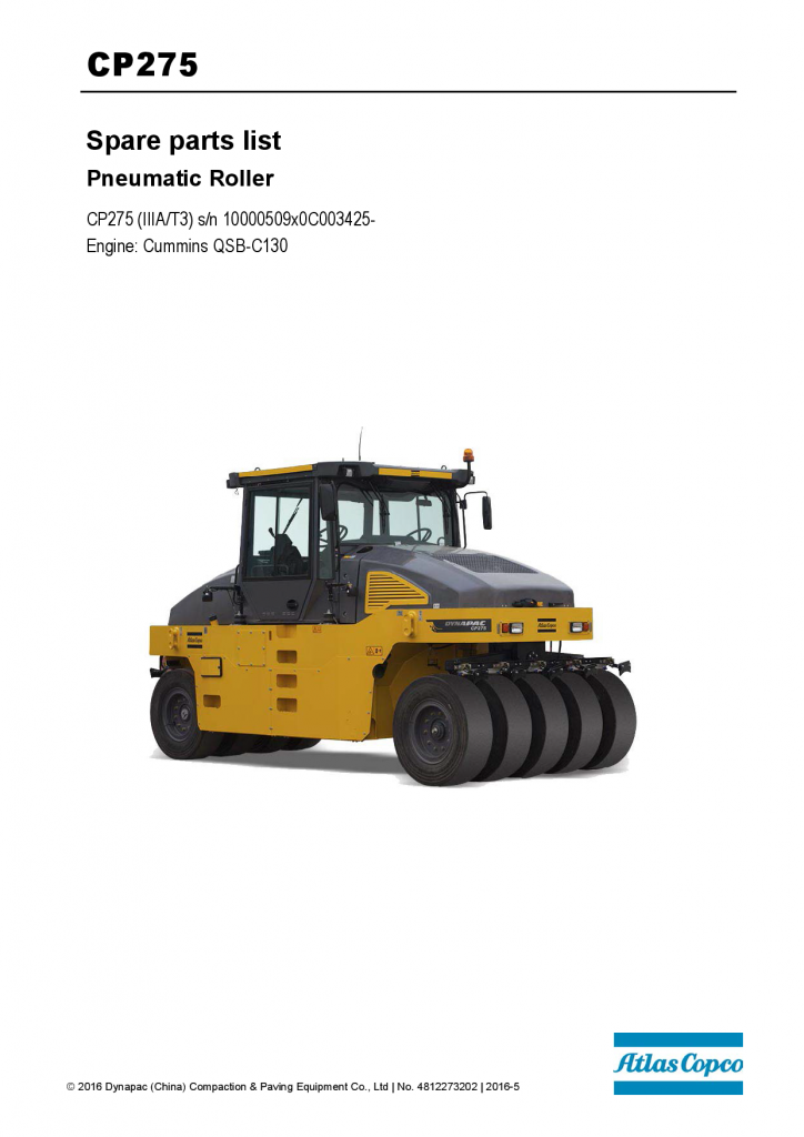 Dynapac CP275 (IIIA T3) - Spare Parts Catalogue 4812273202 manual PDF Download