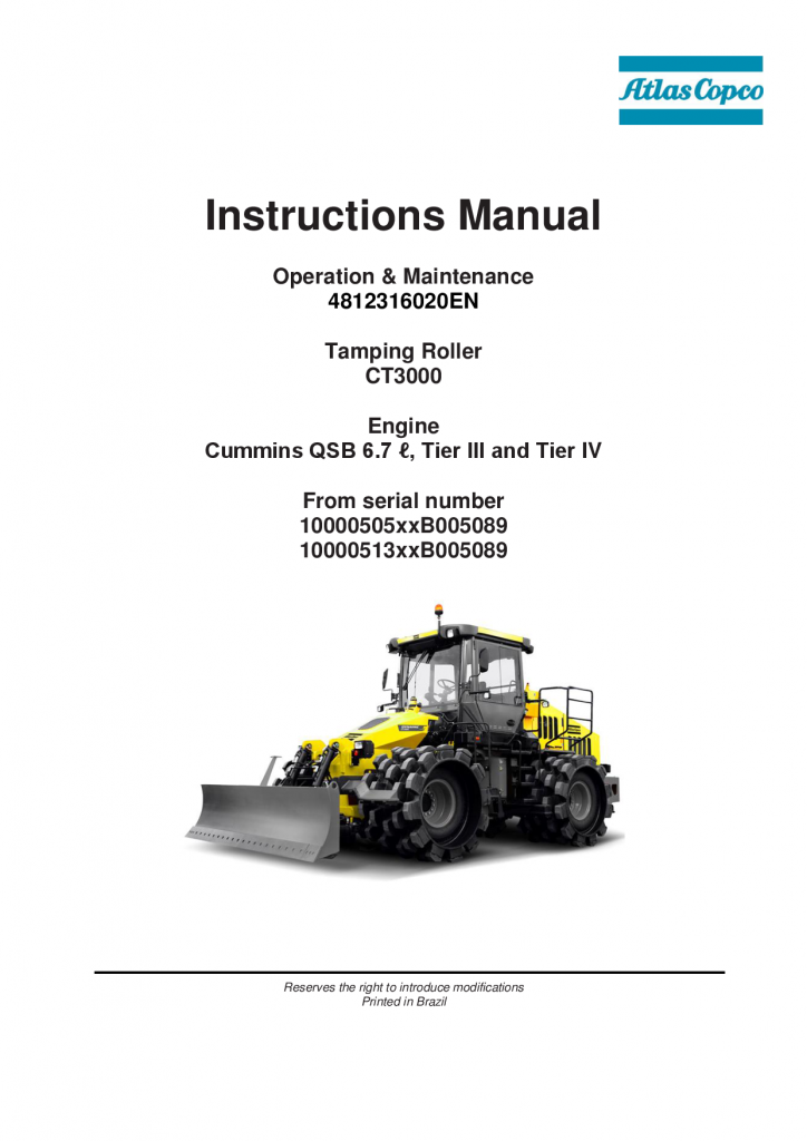 Dynapac CT3000 - Operation and Maintenance 4812316020EN manual PDF Download