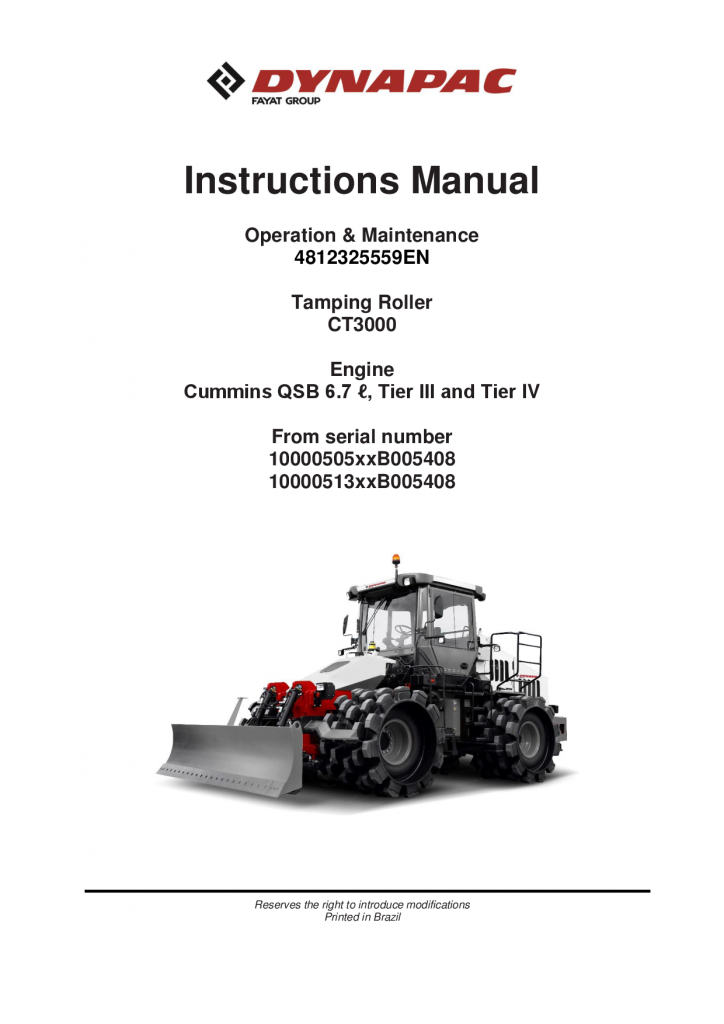 Dynapac CT3000 - Operation and Maintenance manual PDF Download