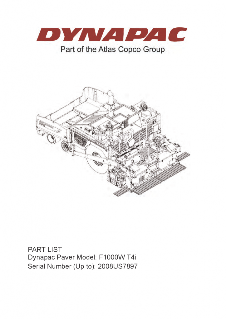 Dynapac F1000W (IIIB T4i, Garland) - Spare Parts Catalogue 4812200540 manual PDF Download