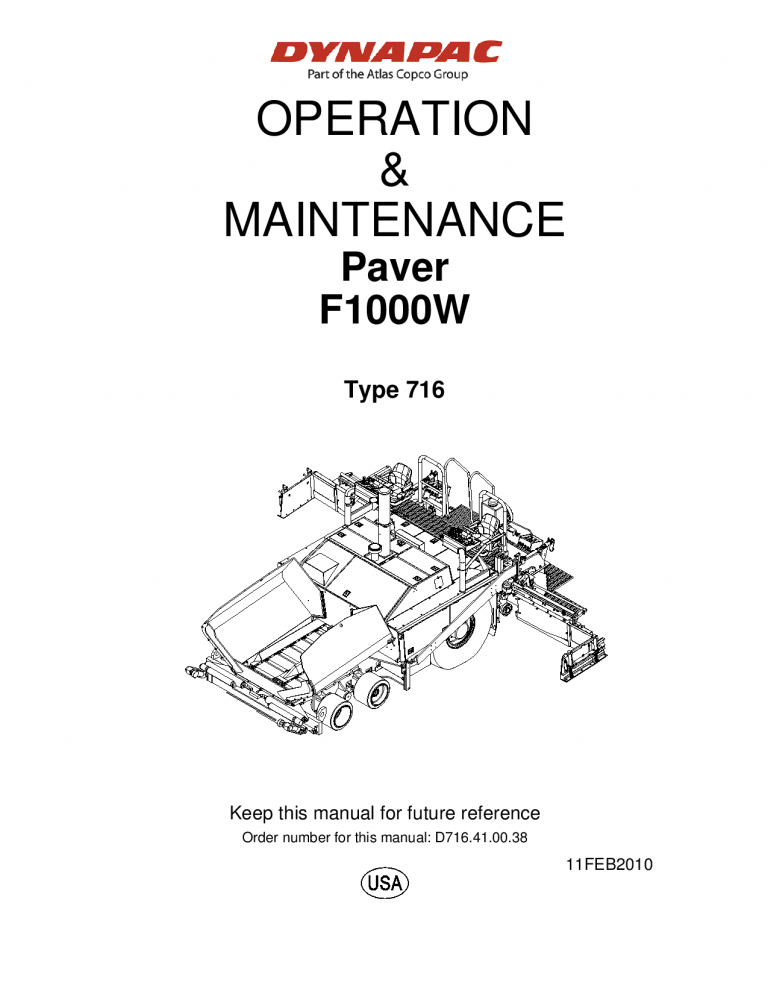 Dynapac F1000W Operations and Maintenance DYN213784 manual PDF Download